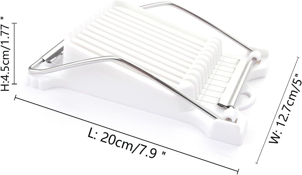 Multipurpose Luncheon Meat Slicer,Stainless Steel Wire Egg Slicer,Cuts 11 Slices for Spam,Cheese,fruit,Soft Food and Ham (White)