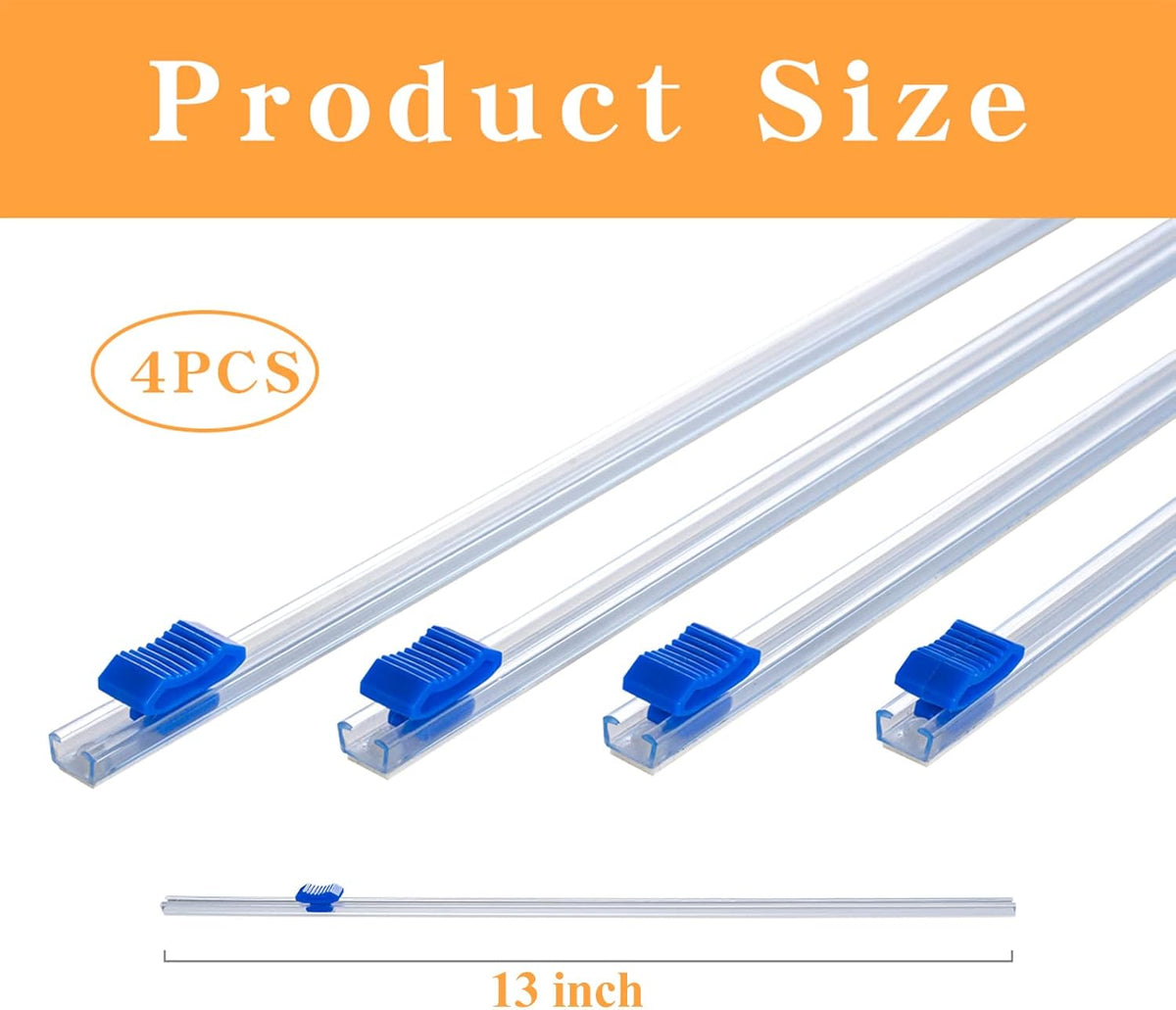 Plastic Wrap Slide Cutter - 4 Sticks Self-Adhesive Fit 12" Roll Plastic Wrap Sliding Cutter for Foil Wax Paper Parchment Paper - Wrapping Paper Cutter Replacement Fit Most Brands Wrap Dispenser