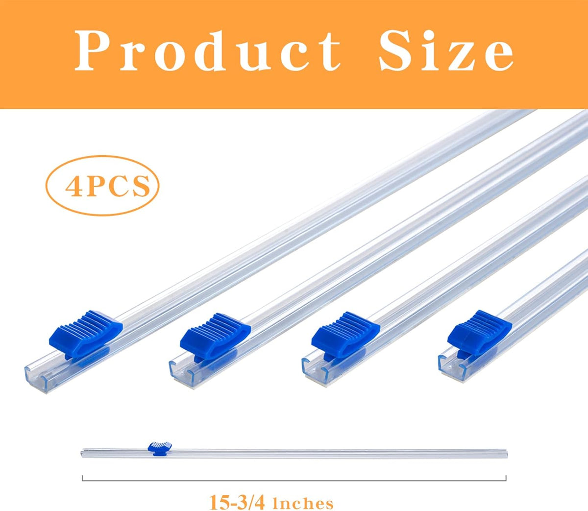 Plastic Wrap Slide Cutter - 4 Sticks Self-Adhesive Fit 12" Roll Plastic Wrap Sliding Cutter for Foil Wax Paper Parchment Paper - Wrapping Paper Cutter Replacement Fit Most Brands Wrap Dispenser