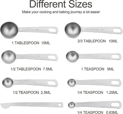 Measuring Cups and Spoons Set 15, Metric & US 18/8 Stainless Steel Measuring Cups and Spoons Set for Baking & Kitchen, 6 Measure Cups & 7 Spoons Leveler & Measure Equivalents for Dry&Liquid