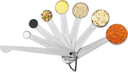 Measuring Cups and Spoons Set 15, Metric & US 18/8 Stainless Steel Measuring Cups and Spoons Set for Baking & Kitchen, 6 Measure Cups & 7 Spoons Leveler & Measure Equivalents for Dry&Liquid