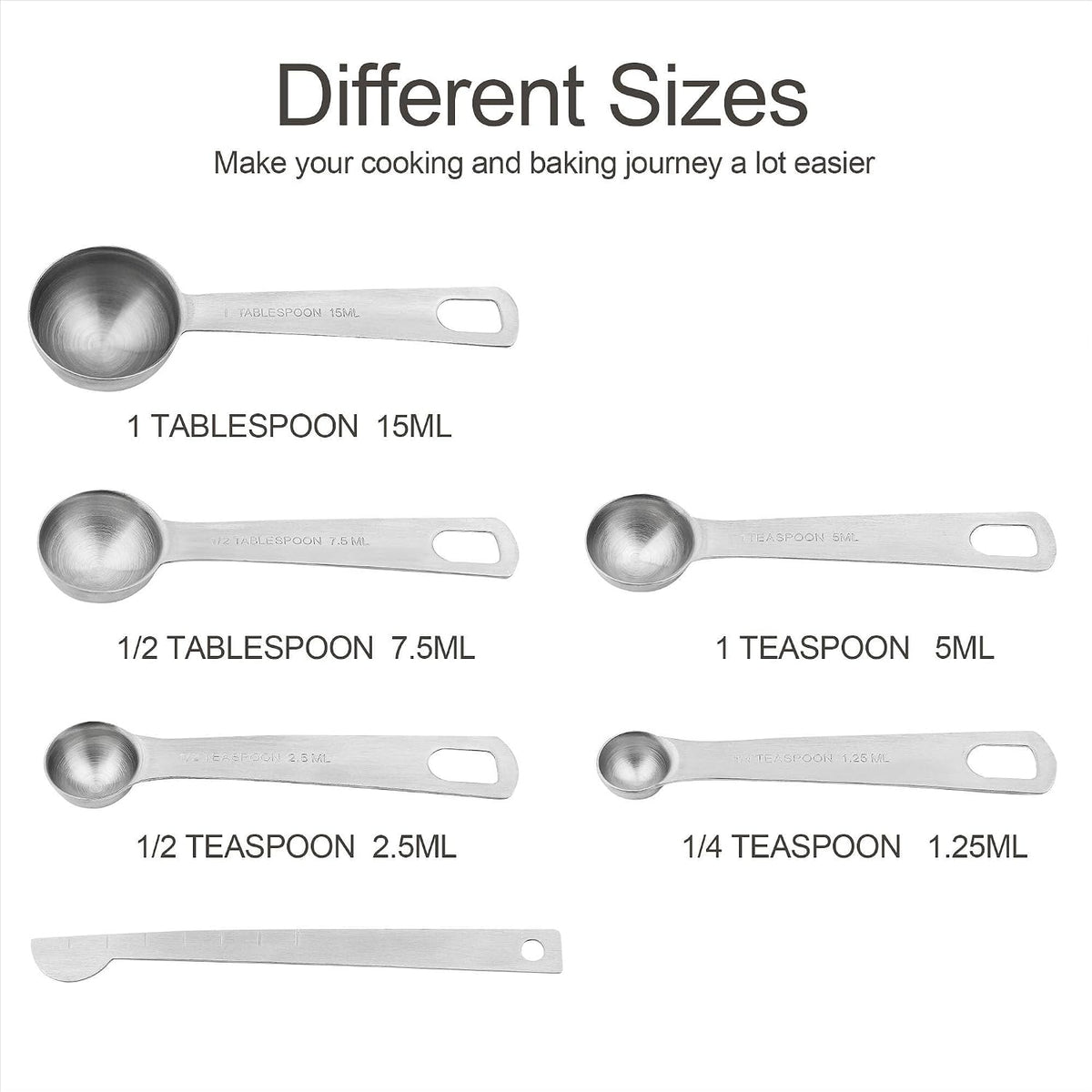 Measuring Cups and Spoons Set 15, Metric & US 18/8 Stainless Steel Measuring Cups and Spoons Set for Baking & Kitchen, 6 Measure Cups & 7 Spoons Leveler & Measure Equivalents for Dry&Liquid