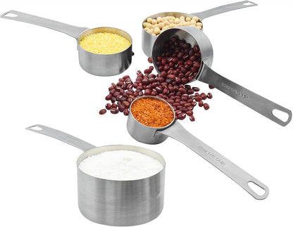 Measuring Cups and Spoons Set 15, Metric & US 18/8 Stainless Steel Measuring Cups and Spoons Set for Baking & Kitchen, 6 Measure Cups & 7 Spoons Leveler & Measure Equivalents for Dry&Liquid
