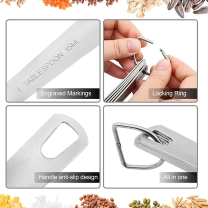 Measuring Cups and Spoons Set 15, Metric & US 18/8 Stainless Steel Measuring Cups and Spoons Set for Baking & Kitchen, 6 Measure Cups & 7 Spoons Leveler & Measure Equivalents for Dry&Liquid