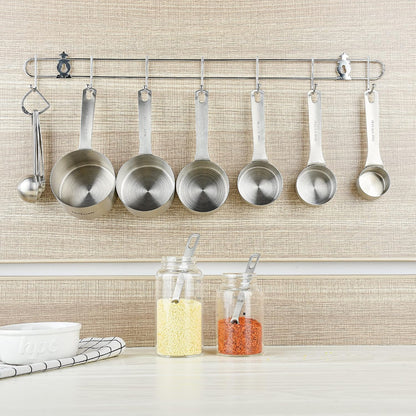 Measuring Cups and Spoons Set 15, Metric & US 18/8 Stainless Steel Measuring Cups and Spoons Set for Baking & Kitchen, 6 Measure Cups & 7 Spoons Leveler & Measure Equivalents for Dry&Liquid