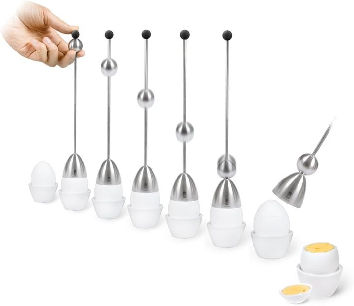 The Original Clack Egg Opener - German Engineered Stainless Steel Egg Topper - Premium Quality Egg Accessories (Wooden Top)