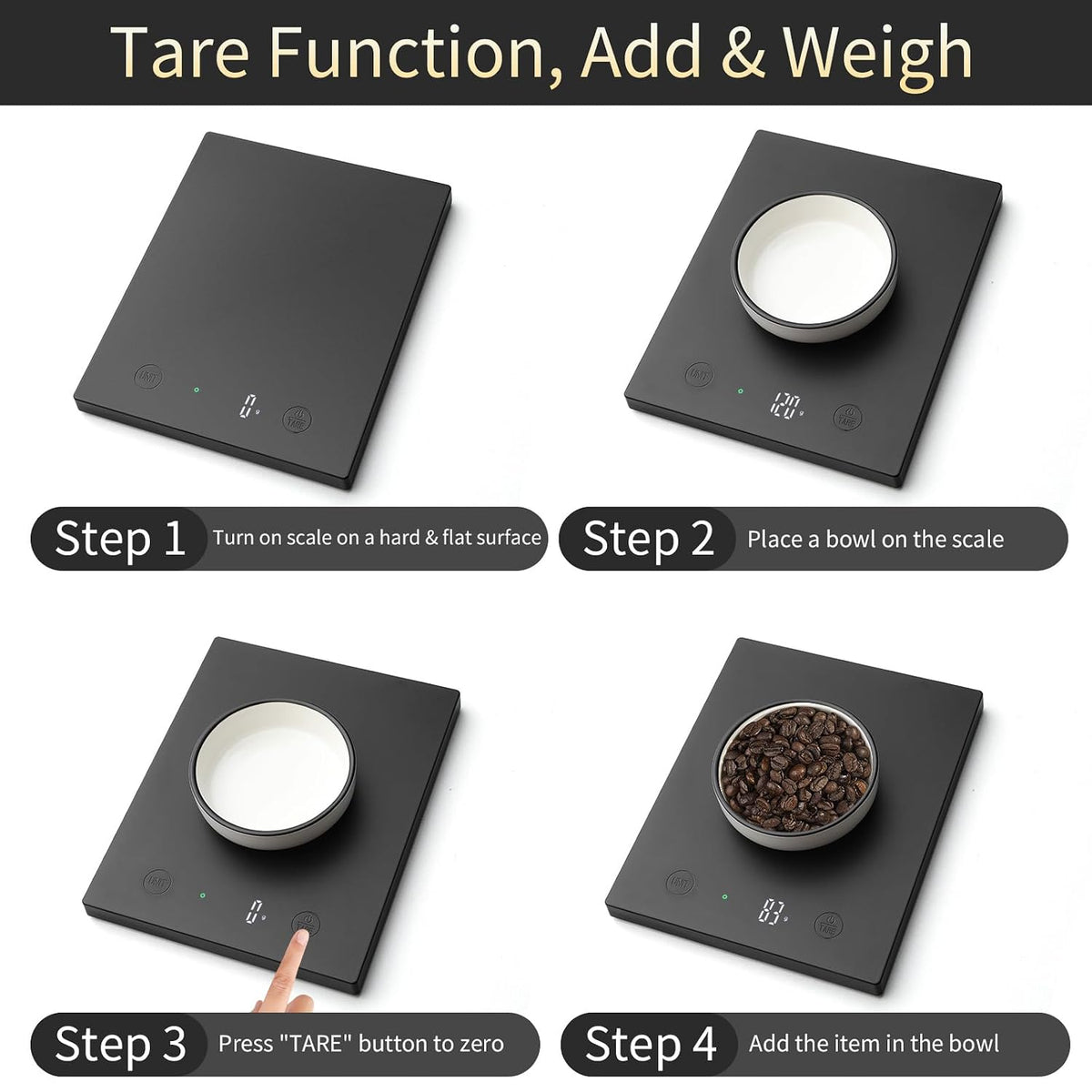 22lb Digital Food Scale Precision 0.1oz/1g, Kitchen Scale Big LED