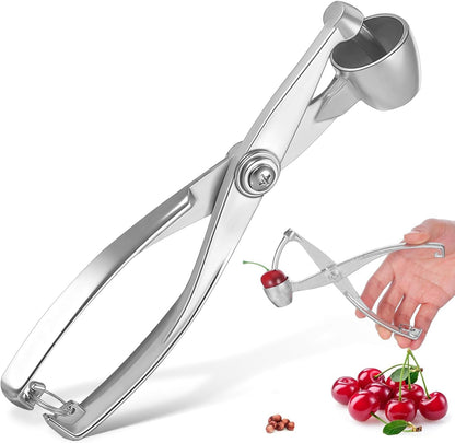 Metal Cherry Pitter for Jujube and Olive Core Removal Silver