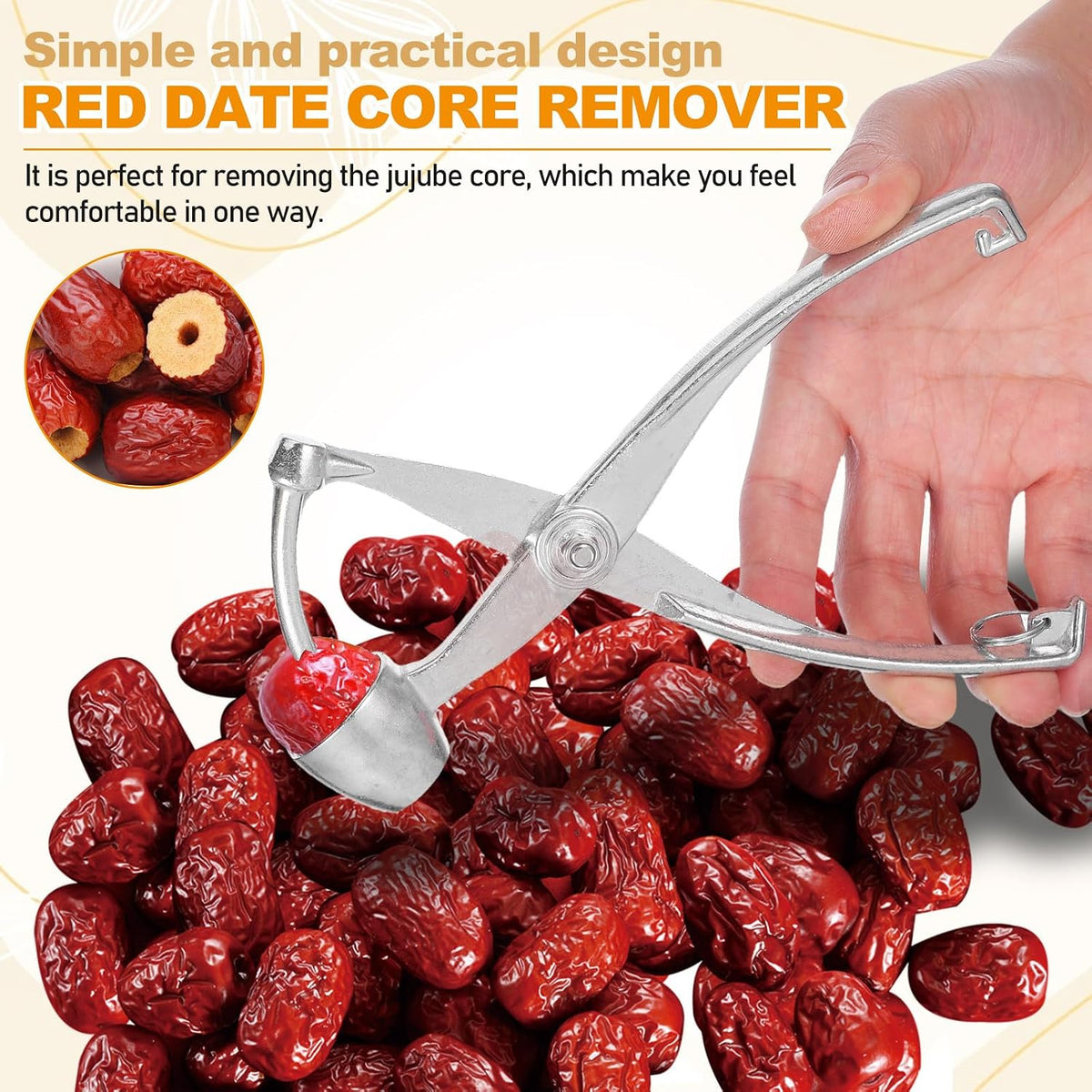 Metal Cherry Pitter for Jujube and Olive Core Removal Silver