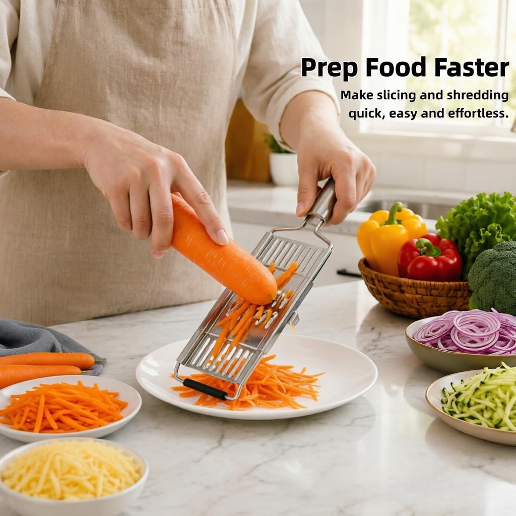 4-in-1 Mandoline Slicer, Stainless Steel Vegetable Cutter for Kitchen
