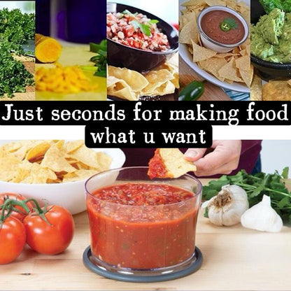 Manual Food Processor -Salsa Maker Hand Chopper Blender As Seen On TV- Meat Masher Mincer-Salad Spinner -Onion Chopper & Dicer for Baby Food, Salad, Herbs, Garlic,BPA Free(Large)