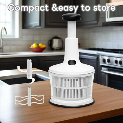 Manual Food Processor -Salsa Maker Hand Chopper Blender As Seen On TV- Meat Masher Mincer-Salad Spinner -Onion Chopper & Dicer for Baby Food, Salad, Herbs, Garlic,BPA Free(Large)