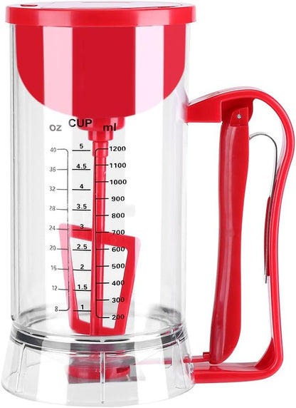 Batter Dispenser, 1200mL Cordless Electric Pancake Cupcake Batter Mixer Bakeware Maker Machine Battery Powered Measuring Baking Tool for Muffins Crepes Cake