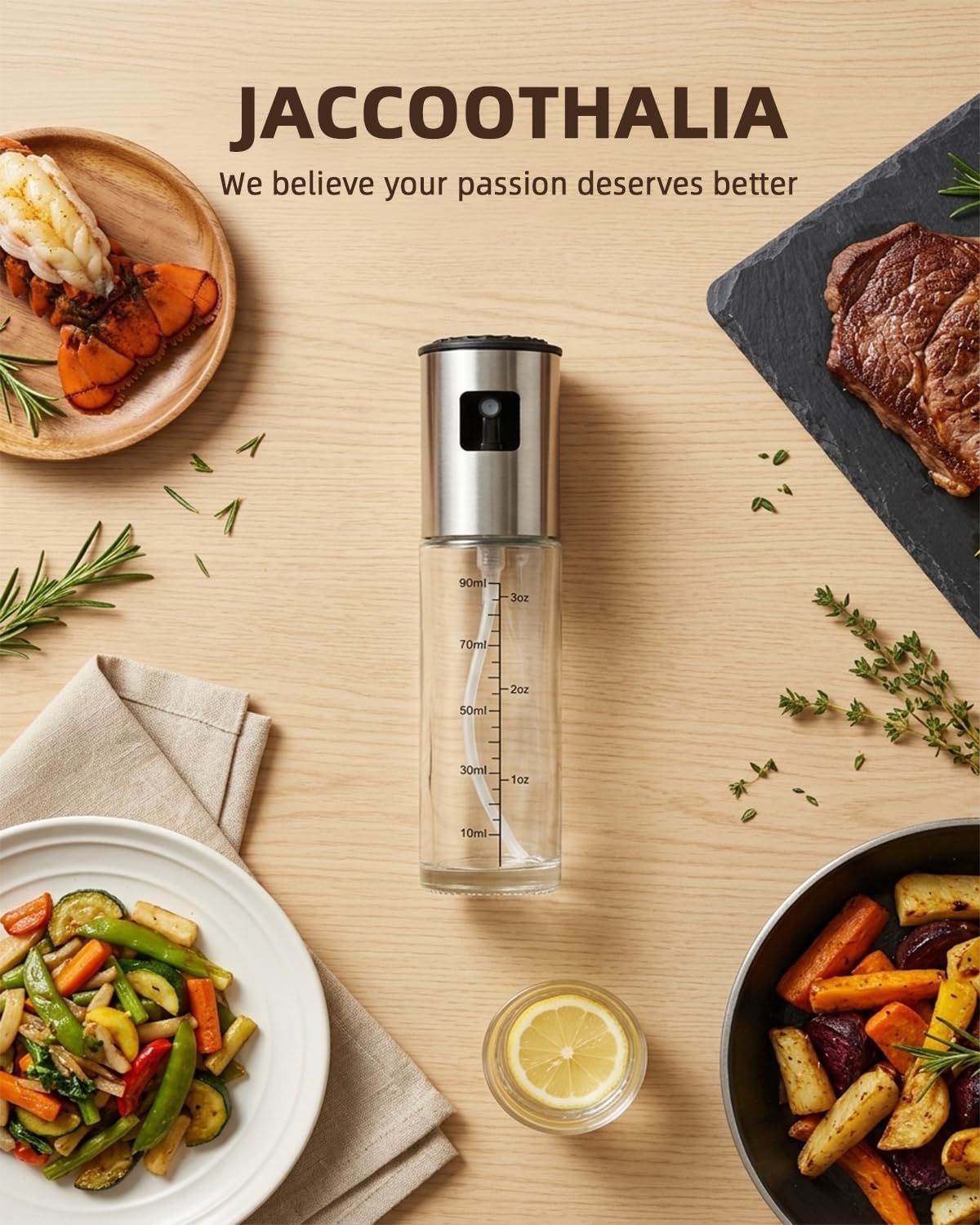 Olive Oil Sprayer, 3.5oz/100ml Oil Sprayer for Cooking, Oil Sprayer for Air Fryer, Stainless Steel Pump for Mist Spray, Food Grade Glass Metarial Mister for Kitchen Gadgets, Salad, BBQ