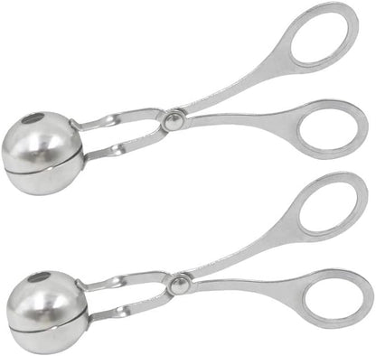2 Pcs Stainless Steel Meat Baller Ball Maker Meatball Scoop None-Stick Baller Tongs Meat Ball Maker Mold Cake Pop,Ice Tongs,Cookie Dough Scoop for Kitchen