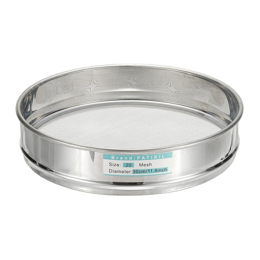20 Mesh(0.9mm) Lab Sieve, 11.8"(30cm) Diameter Sifting Screen 304 Stainless Steel Wire Cloth Fine Mesh Sieve for Industrial Laboratory Home Soil Sifter Dry Sift Screens Hash