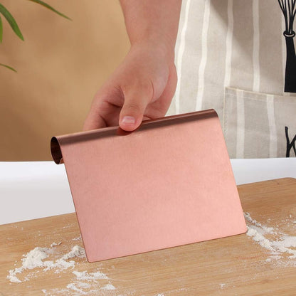 Pastry Cutter Bench Scraper & Chopper Stainless Steel Mirror Polished with Measuring Scale Multipurpose Cake Pizza Cutter Pastry Bread Separator Scale Knife Rose Gold