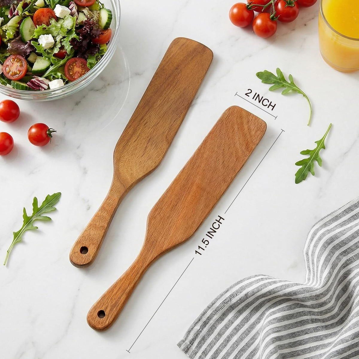 Wooden Spurtle for Sourdough Starter Acacia Wood Thin Spatula Scraper
