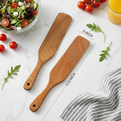 Wooden Spurtle for Sourdough Starter Acacia Wood Thin Spatula Scraper