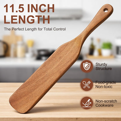 Wooden Spurtle for Sourdough Starter Acacia Wood Thin Spatula Scraper