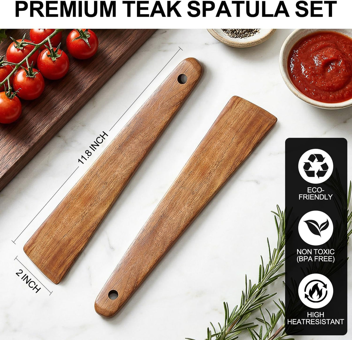 Wooden Spurtle for Sourdough Starter Acacia Wood Thin Spatula Scraper