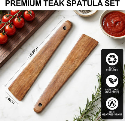 Wooden Spurtle for Sourdough Starter Acacia Wood Thin Spatula Scraper