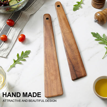 Wooden Spurtle for Sourdough Starter Acacia Wood Thin Spatula Scraper