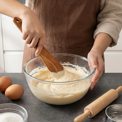 Wooden Spurtle for Sourdough Starter Acacia Wood Thin Spatula Scraper