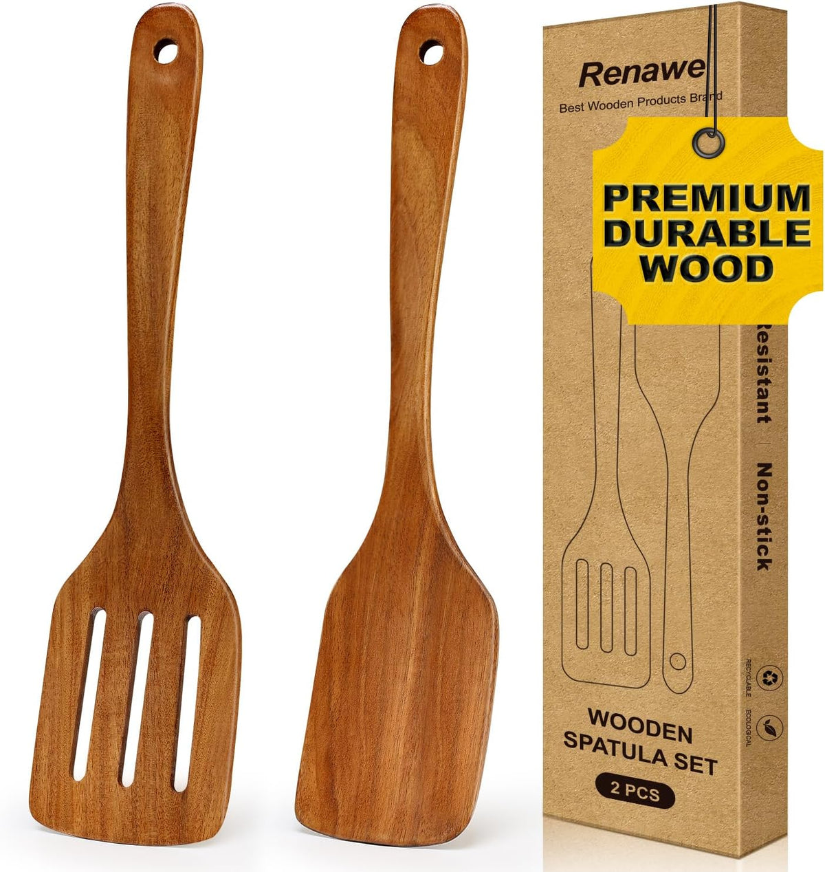 Wooden Spurtle for Sourdough Starter Acacia Wood Thin Spatula Scraper