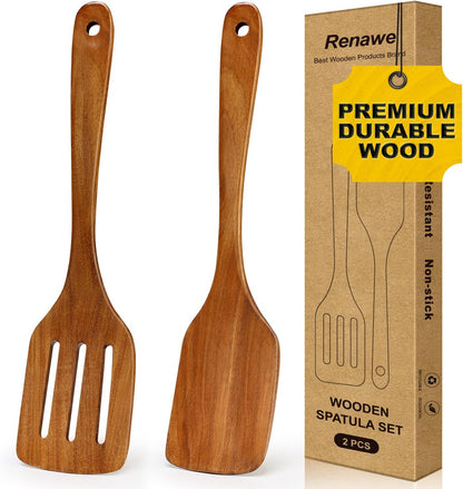 Wooden Spurtle for Sourdough Starter Acacia Wood Thin Spatula Scraper