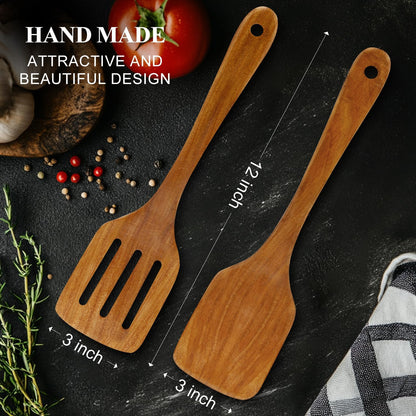 Wooden Spurtle for Sourdough Starter Acacia Wood Thin Spatula Scraper
