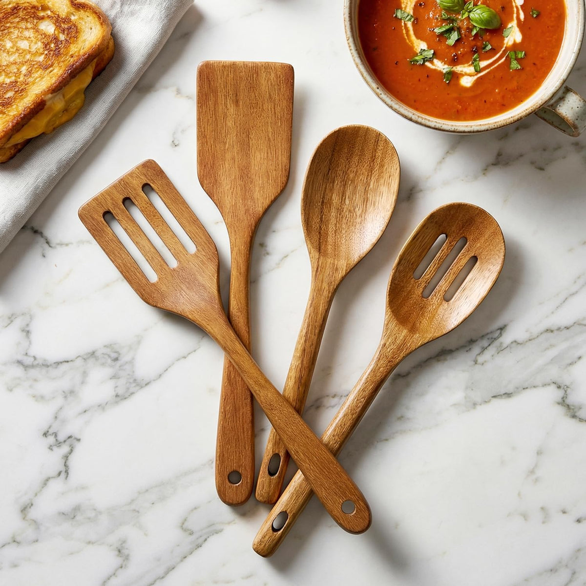 Wooden Spurtle for Sourdough Starter Acacia Wood Thin Spatula Scraper