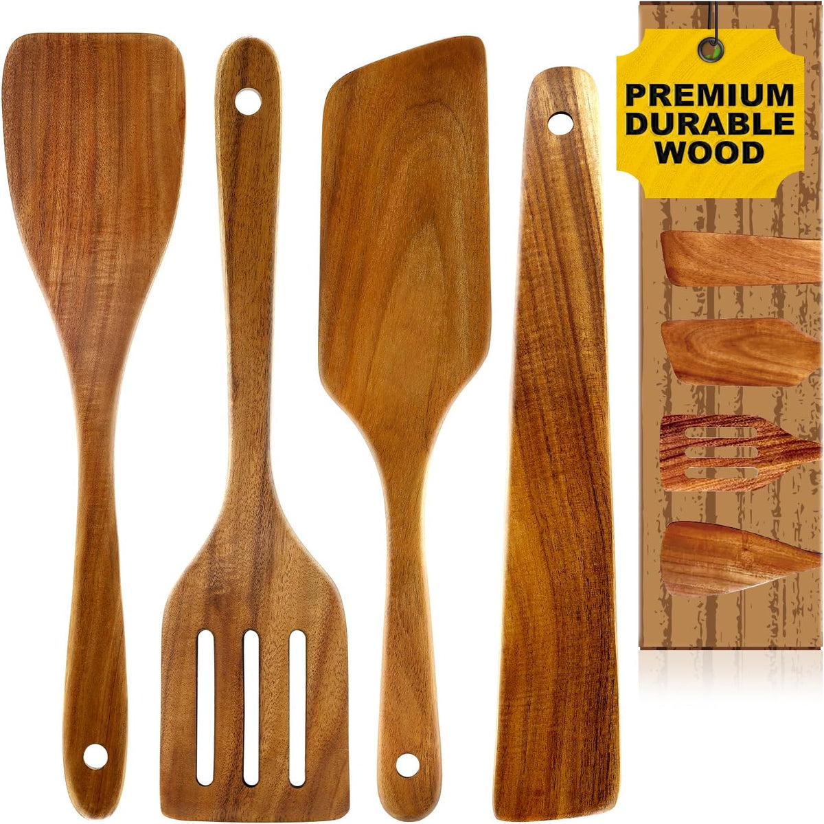Wooden Spurtle for Sourdough Starter Acacia Wood Thin Spatula Scraper