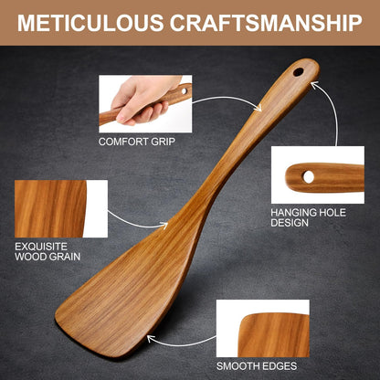 Wooden Spurtle for Sourdough Starter Acacia Wood Thin Spatula Scraper