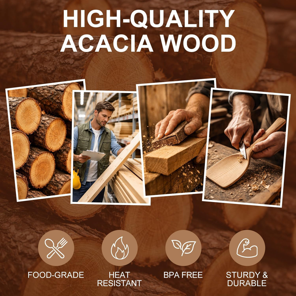 Wooden Spurtle for Sourdough Starter Acacia Wood Thin Spatula Scraper