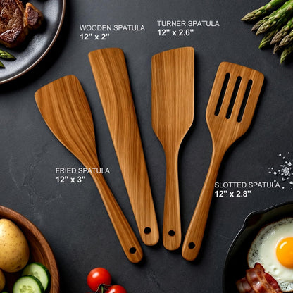 Wooden Spurtle for Sourdough Starter Acacia Wood Thin Spatula Scraper