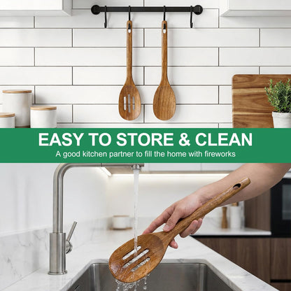 Wooden Spurtle for Sourdough Starter Acacia Wood Thin Spatula Scraper