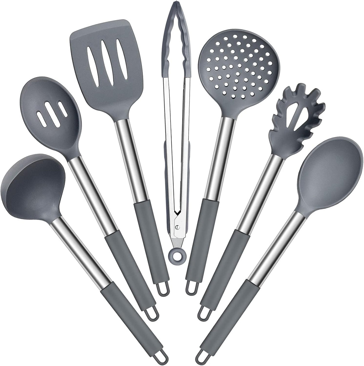 Silicone Cooking Utensils Set, 7-Piece Black Kitchen Utensils Set
