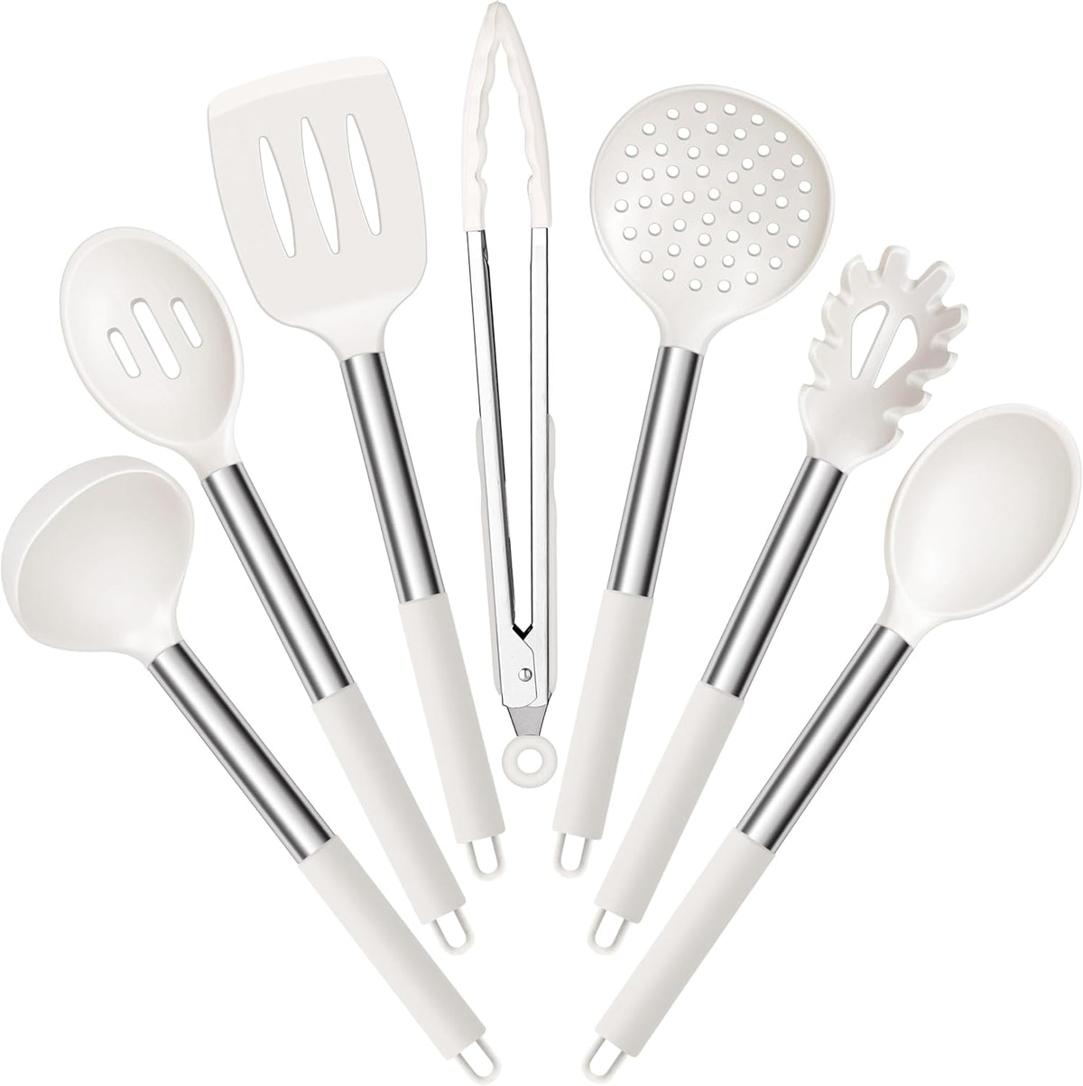 Silicone Cooking Utensils Set, 7-Piece Black Kitchen Utensils Set