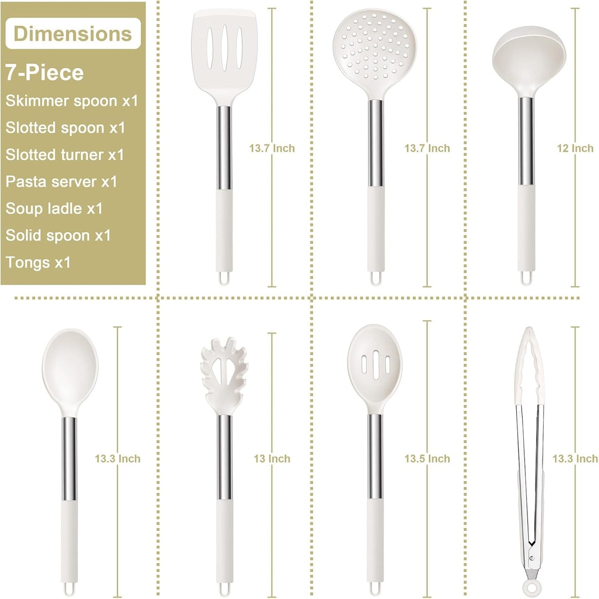 Silicone Cooking Utensils Set, 7-Piece Black Kitchen Utensils Set