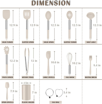 Silicone Cooking Utensils Set, 7-Piece Black Kitchen Utensils Set