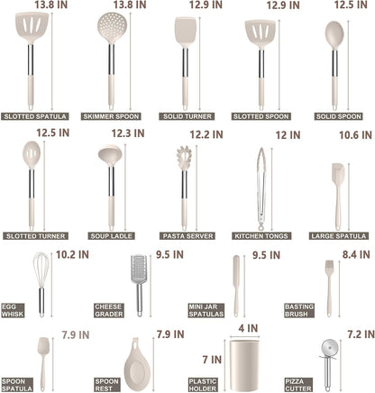 Silicone Cooking Utensils Set, 7-Piece Black Kitchen Utensils Set