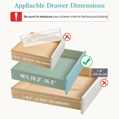 8 Pack Shallow Drawer Dividers, 2.36" High 12.5"-20.8" Adjustable Expandable Kitchen Drawer Organizer, Clear Plastic Organizer Separators for Flatware, Utensil, Cutlery, Underwear, Clothes