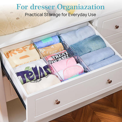 8 Pack Shallow Drawer Dividers, 2.36" High 12.5"-20.8" Adjustable Expandable Kitchen Drawer Organizer, Clear Plastic Organizer Separators for Flatware, Utensil, Cutlery, Underwear, Clothes