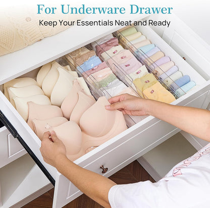 8 Pack Shallow Drawer Dividers, 2.36" High 12.5"-20.8" Adjustable Expandable Kitchen Drawer Organizer, Clear Plastic Organizer Separators for Flatware, Utensil, Cutlery, Underwear, Clothes