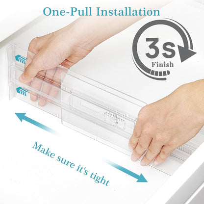 8 Pack Shallow Drawer Dividers, 2.36" High 12.5"-20.8" Adjustable Expandable Kitchen Drawer Organizer, Clear Plastic Organizer Separators for Flatware, Utensil, Cutlery, Underwear, Clothes