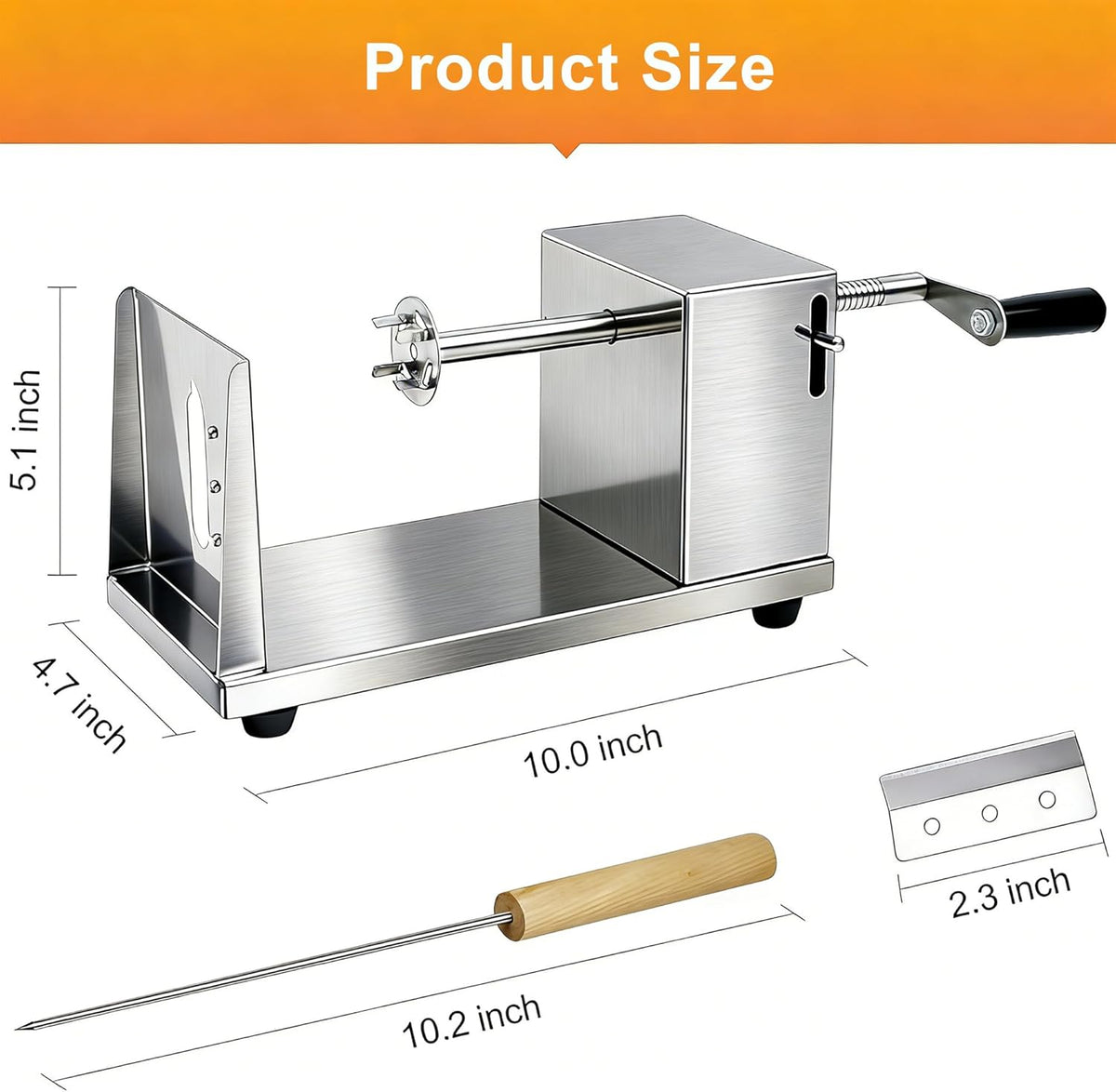 Tornado Potato Spiral Cutter, METLUCK Manual Stainless Steel Potatoes Twister Slicer