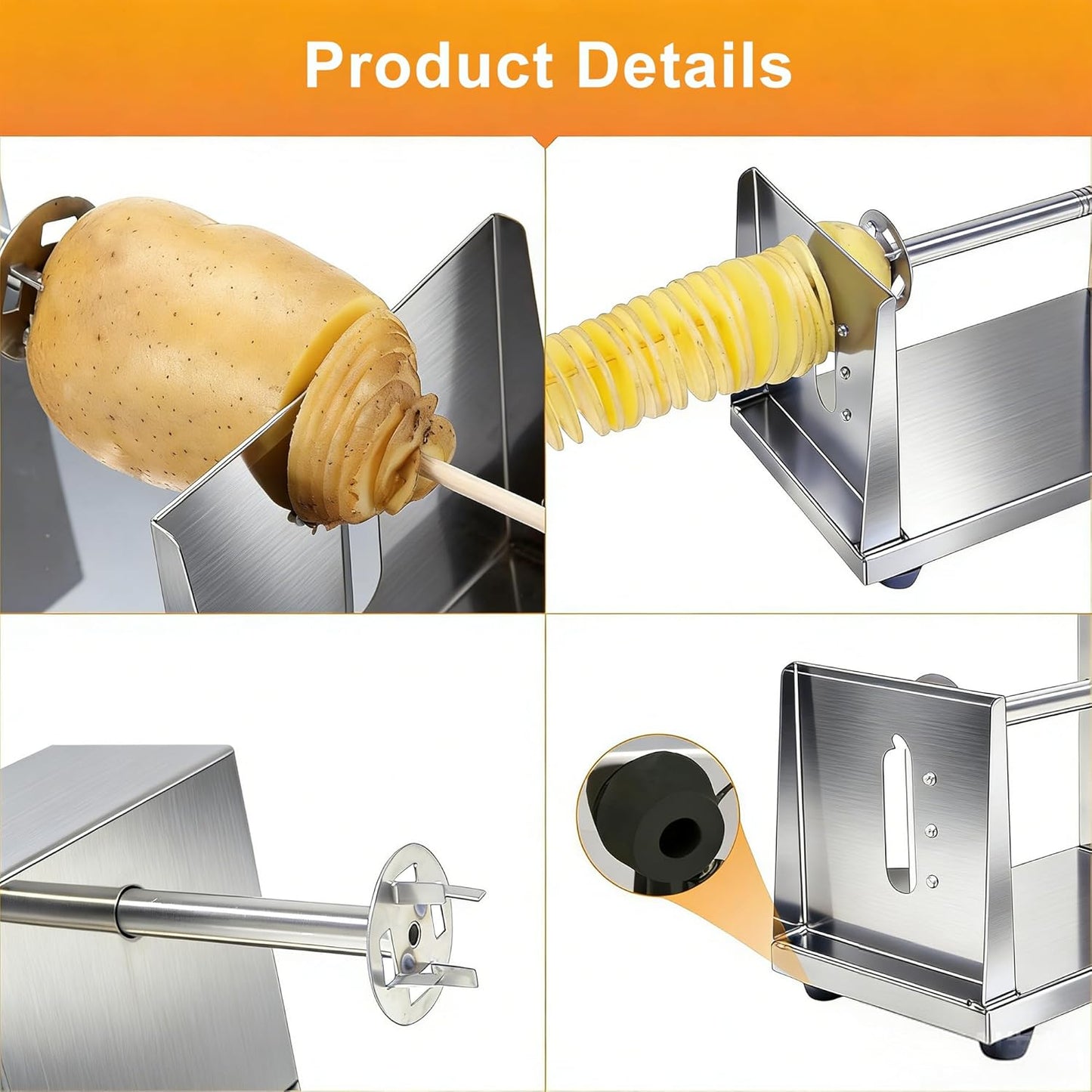 Tornado Potato Spiral Cutter, METLUCK Manual Stainless Steel Potatoes Twister Slicer