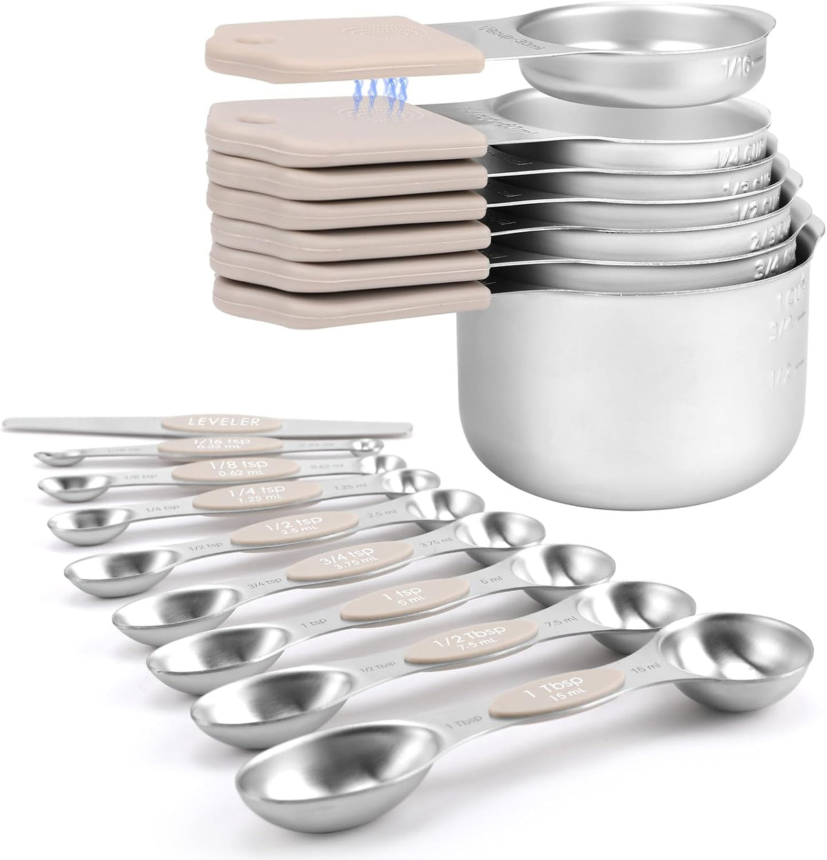Magnetic Measuring Cups and Spoons Set-Heavy Duty 304 Stainless Steel