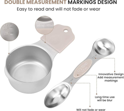 Magnetic Measuring Cups and Spoons Set-Heavy Duty 304 Stainless Steel